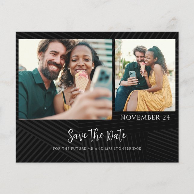 Anúncio de Save the Date com 2 Fotos para Casal Ec (Frente)