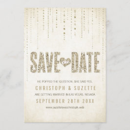 Anúncio de Save The Date com Brilho Dourado