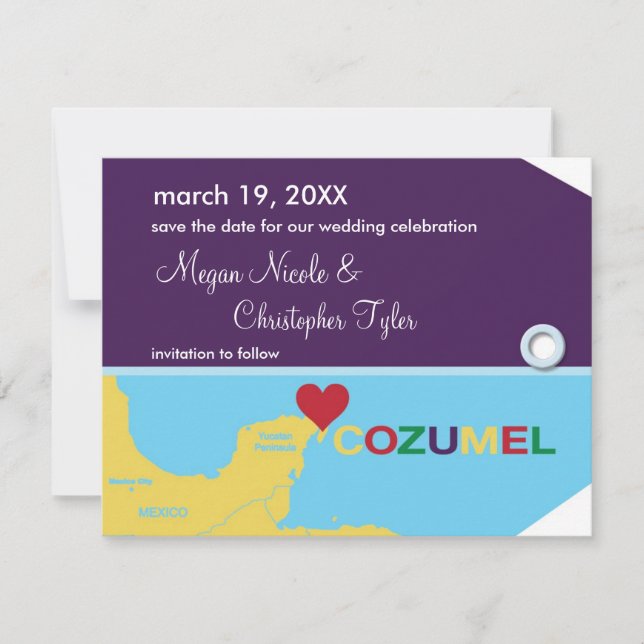 Anúncio de Save the Date com Etiqueta de Bagagem d (Frente)