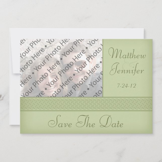 Anúncio de Save the Date com Foto Céltica Verde (Frente)