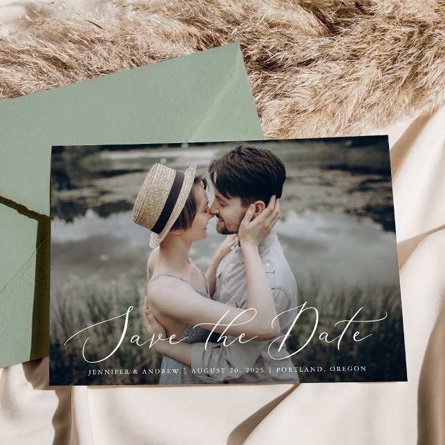 Anúncio de Save The Date com Foto em Letra Delicad (Criador carregado)