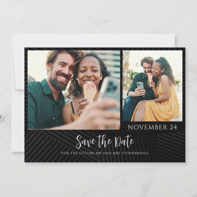 Anúncio de Save the Date com Fotos Chic Modernas (Frente)