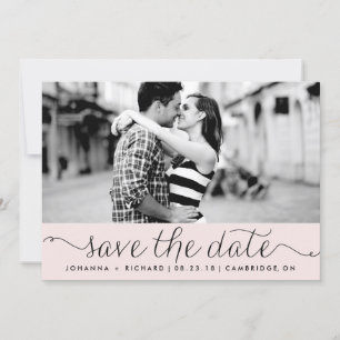 Anúncio de Save the Date com Letra Miúda Rosa