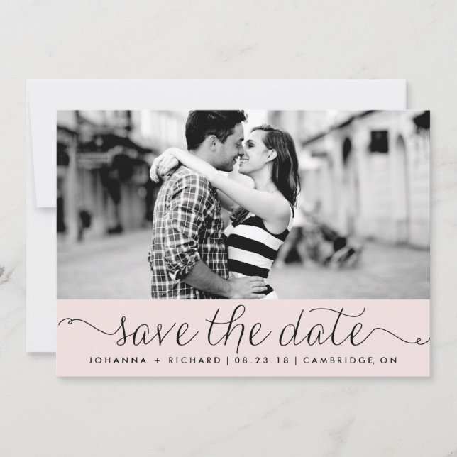 Anúncio de Save the Date com Letra Script Delicada (Frente)