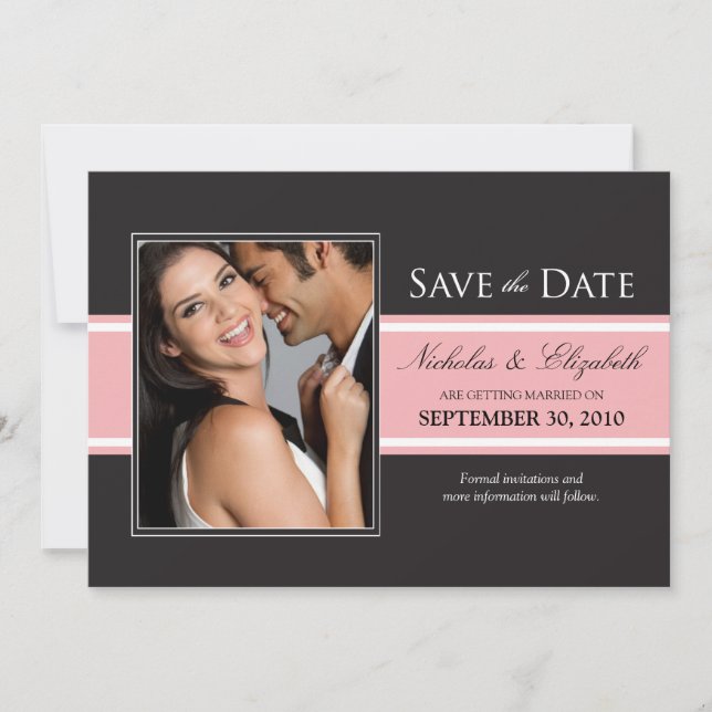 Anúncio de Save the Date com Listra Rosa Ousada (Frente)