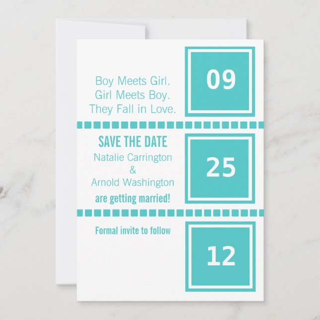 Anúncio de Save the Date com Quadrados Chic Modern (Frente)