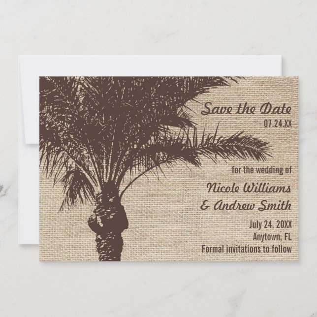 Anúncio de Save the Date de Árvore de Palmeira em  (Frente)