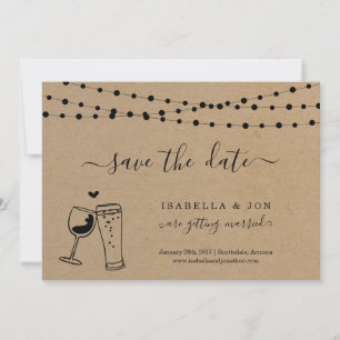 Anúncio de Save the Date de Brinde com Vinho e Cer