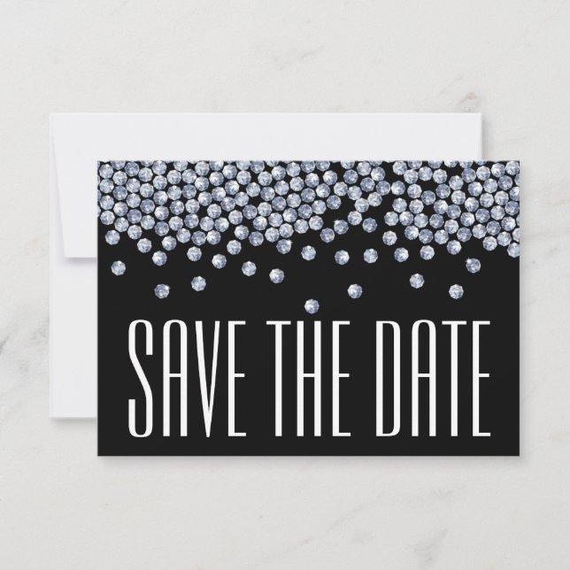 Anúncio de Save the Date de Casamento com Brilho d (Frente)