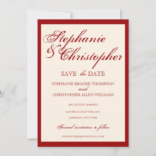Anúncio de Save the Date de Casamento com Elegânci (Frente)