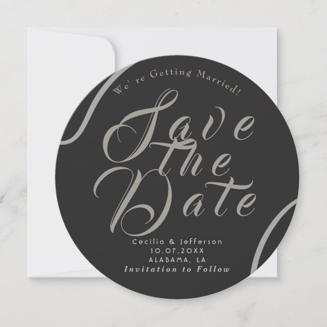 Anúncio de Save the Date de Casamento com Roteiro  (Frente)