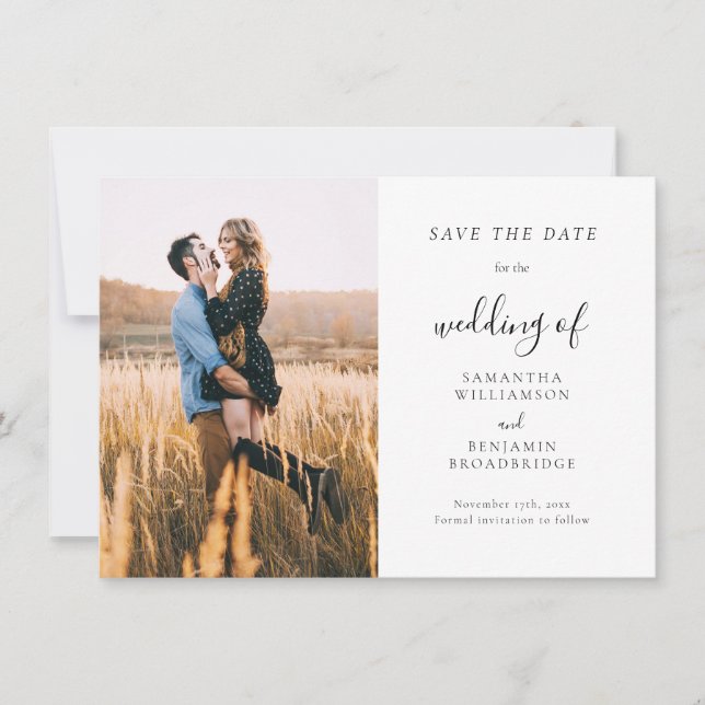 Anúncio de Save the Date de Casamento com Roteiro  (Frente)