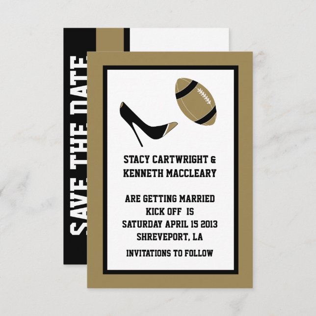 Anúncio de Save The Date de Casamento de Futebol M (Frente/Verso)