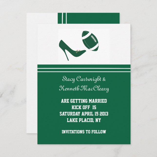 Anúncio de Save The Date de Casamento de Futebol V (Frente/Verso)