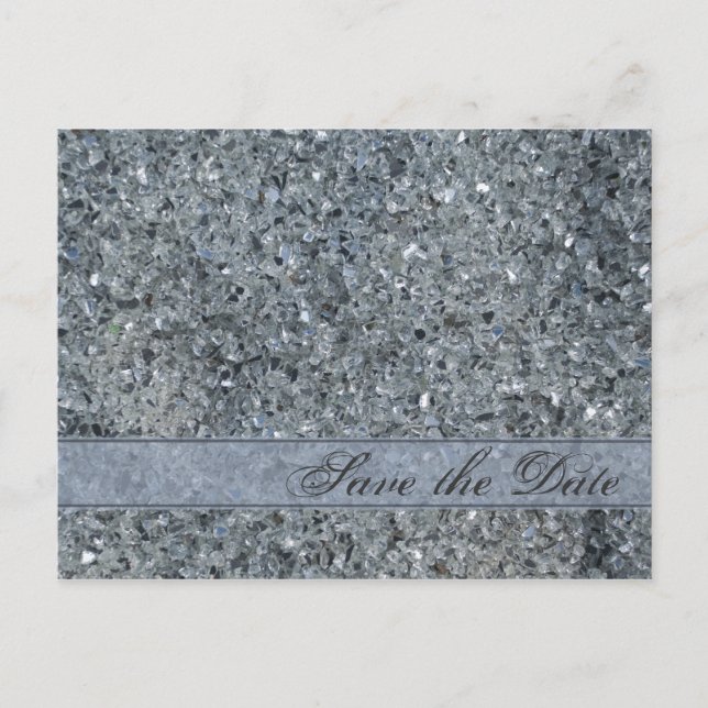 Anúncio de Save the Date de Casamento Faux Sparkle (Frente)