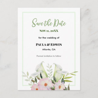 Anúncio de Save The Date de casamento Gentil Rosa 