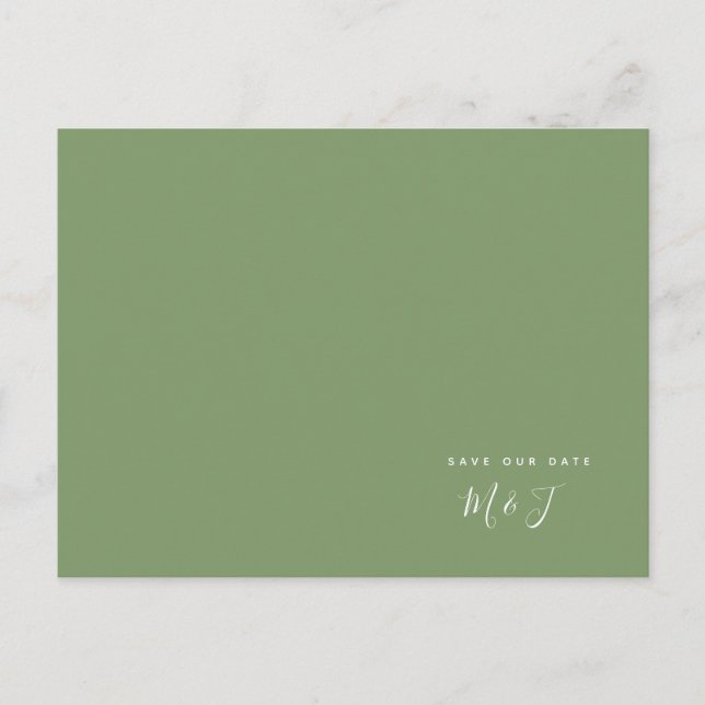 Anúncio de Save the Date de Casamento Verde Simple (Frente)