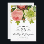 Anúncio de Save the Date de Flores Botânicas<br><div class="desc">Anúncio de save the date rústico com peônias vintage,  rosas e outras flores. Perfeito para casamentos com temas vintage,  boêmios ou shabby chic. Itens correspondentes estão disponíveis na minha loja.</div>