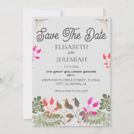 Anúncio de Save the Date de Foto de Casamento Flor