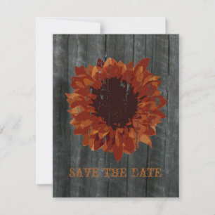 Anúncio de Save The Date de Girassol e Madeira de