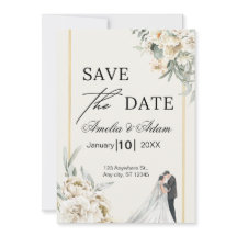 Anúncio de Save the Date de Letra Floral Elegante