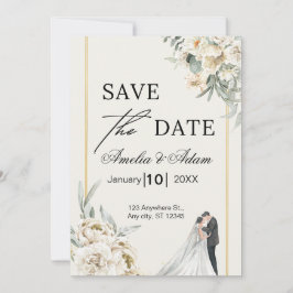 Anúncio de Save the Date de Letra Floral Elegante