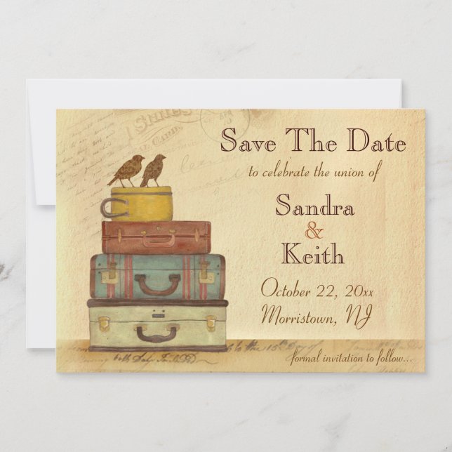 Anúncio de Save The Date de Pássaros de Amor Pront (Frente)