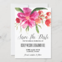 Anúncio de Save the Date de Posy em Aquarela Rosa