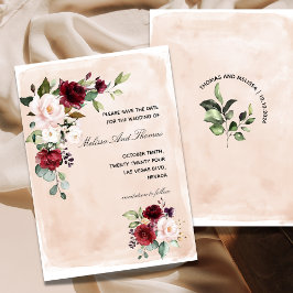 Anúncio de Save the Date de Rosa Burgundy Blush