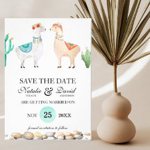 Anúncio de Save the Date do Casamento de Llamas Ca