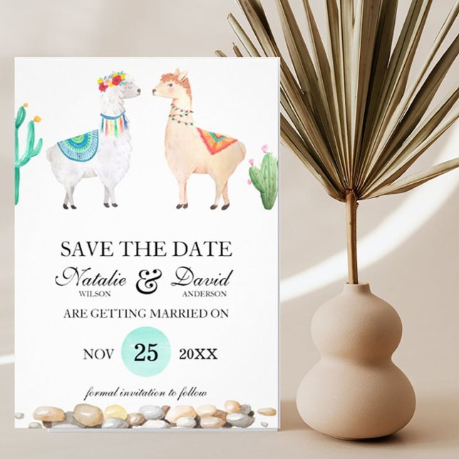 Anúncio de Save the Date do Casamento de Llamas Ca (Criador carregado)