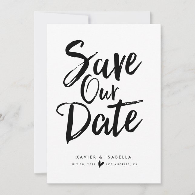 Anúncio de Save The Date em Letra Manuscrita (Frente)