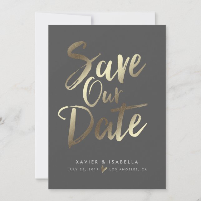 Anúncio de Save The Date em Letra Manuscrita (Frente)