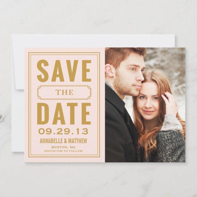 Anúncio de Save the Date em Moldura Vintage (Frente)