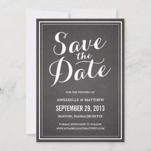 Anúncio de Save the Date em Quadro Negro de Caligr