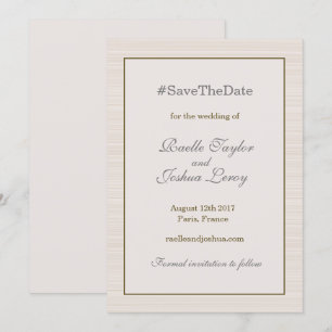 Anúncio de save the date marfim cinza dourado com 