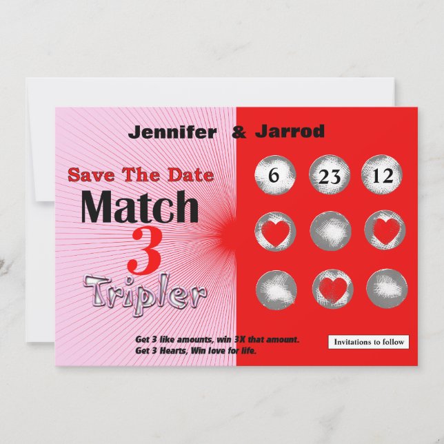 Anúncio de Save the Date Raspadinha Love Lotto (Frente)
