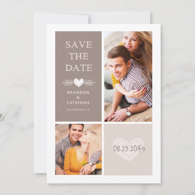 Anúncio de Save the Date | Rustic Heart Doodles (Frente)