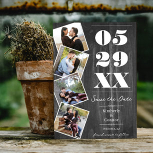 Anúncio de Save the Date Rústico e Ousado com Quat