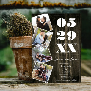 Anúncio de Save the Date Rústico e Ousado com Quat
