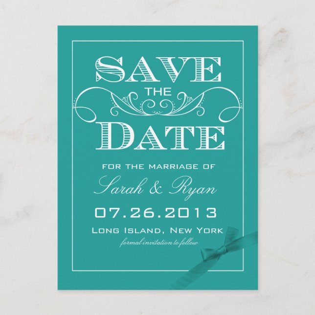 Anúncio de Save the Date Turquesa Elegante (Frente)