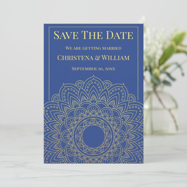 Anúncio de Save The Date Unity in Bloom Azul (Em pé/Frente)