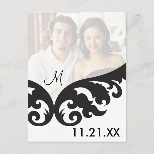 Anúncio de Save the Dates com Foto e Monograma Per (Frente)