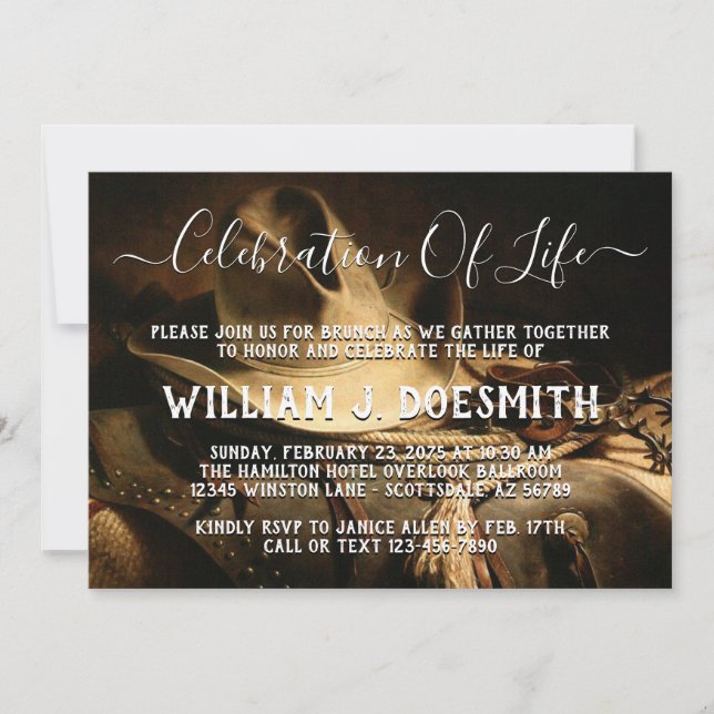 Anúncio de Serviço Memorial Cowboy Things (Frente)