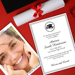 Anúncio de Texto Preto Branco da Foto de Graduação