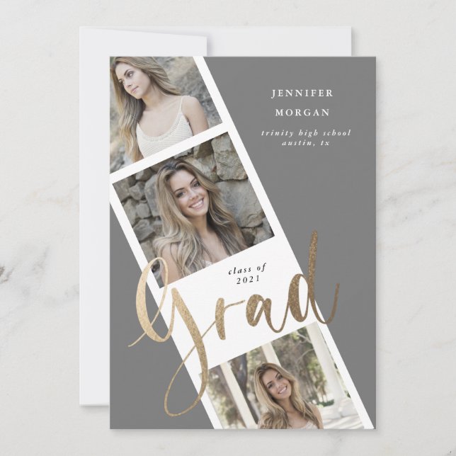 anúncio de três fotos de formatura em ouro (Frente)