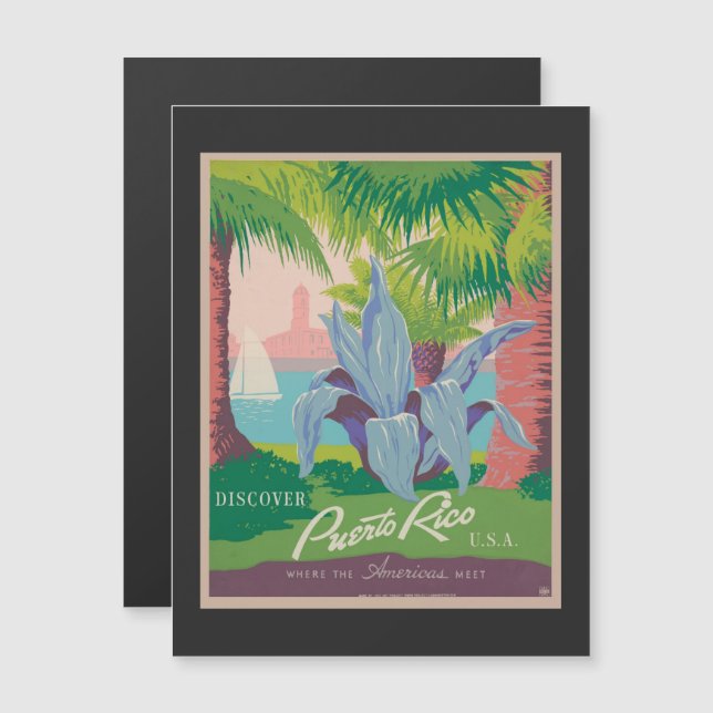 Anúncio de Turismo Antigo de Porto Rico (Frente/Verso)