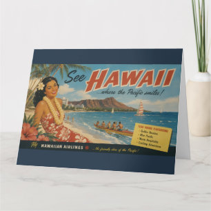 Anúncio de Viagem Havaiano em Estilo Vintage