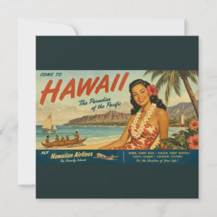 Anúncio de Viagem Havaiano em Estilo Vintage