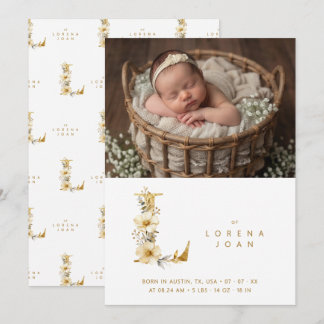Anúncio Delicate Floral E Initial Gold Glitter Newborn